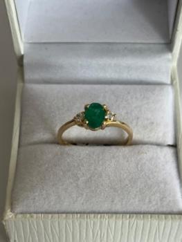Precious Stone Ring - yellow gold, emerald - JS - 2000
